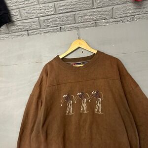 Vintage Crable Classics Brown Golf Embroidered Crewneck Sweatshirt Mens XL 90s